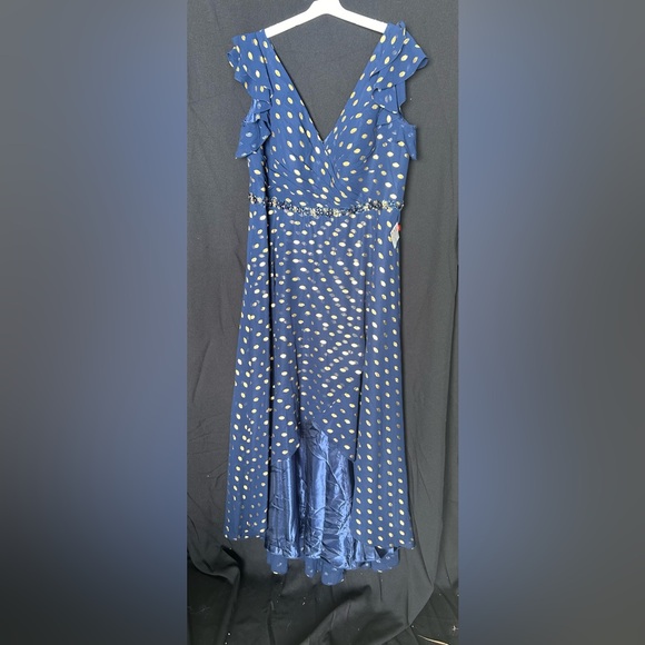 Mac Duggal 49309 NWOT Navy Polka Dot Dress - Picture 4 of 6